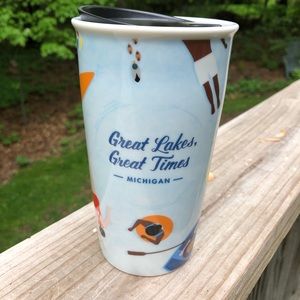Starbucks Michigan Great Lake Great Times 12 Oz Ceramic Travel Mug Tumbler